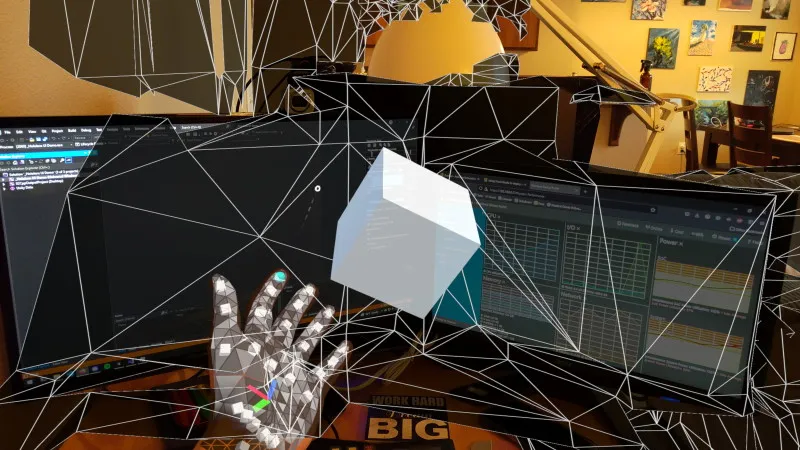 A cube in mixed reality