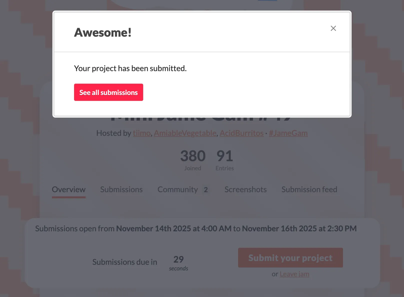 Screenshot of the game from day 3