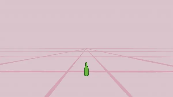 Digital 2D animation of bottle exploding