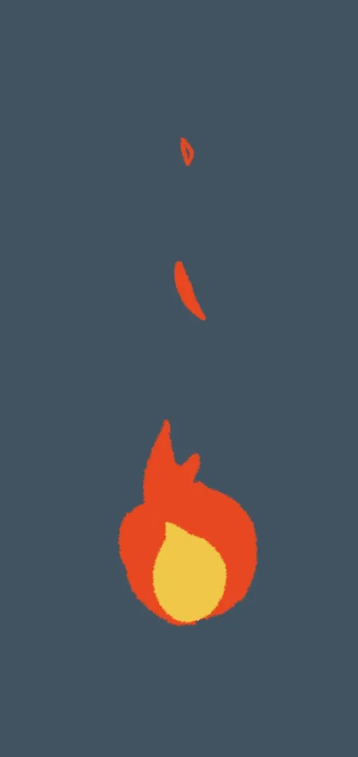 Digital 2D animation of flickering fire
