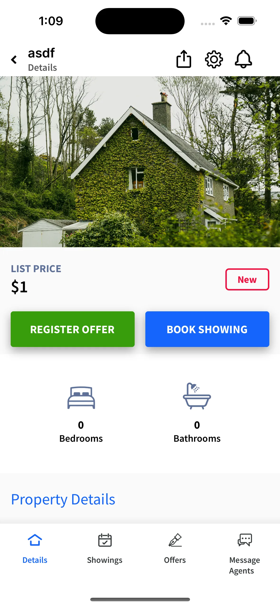 Screenshot of BrokerBay app on the listing screen