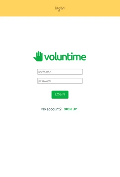 Login page for Voluntime