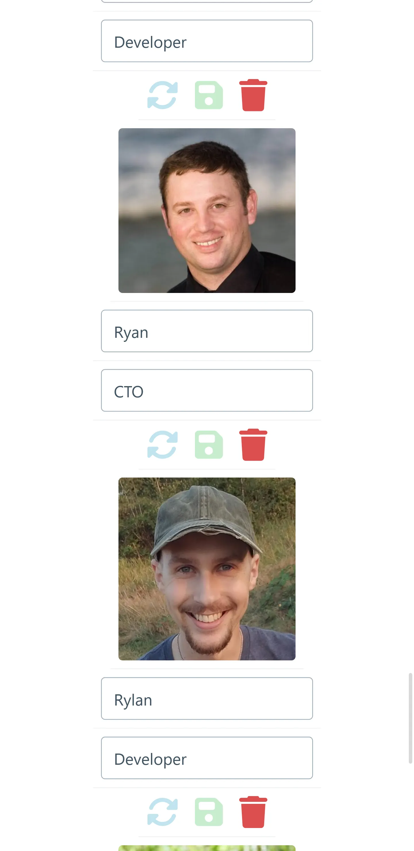 Admin employees page